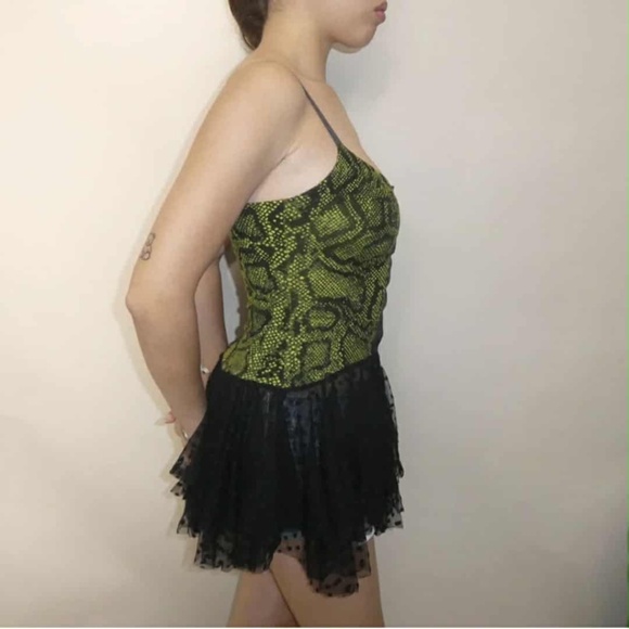 Betsey Johnson NWT Snake Print Snap Button Lace Peplum Emo Punk Cotton Tank - Picture 7 of 11